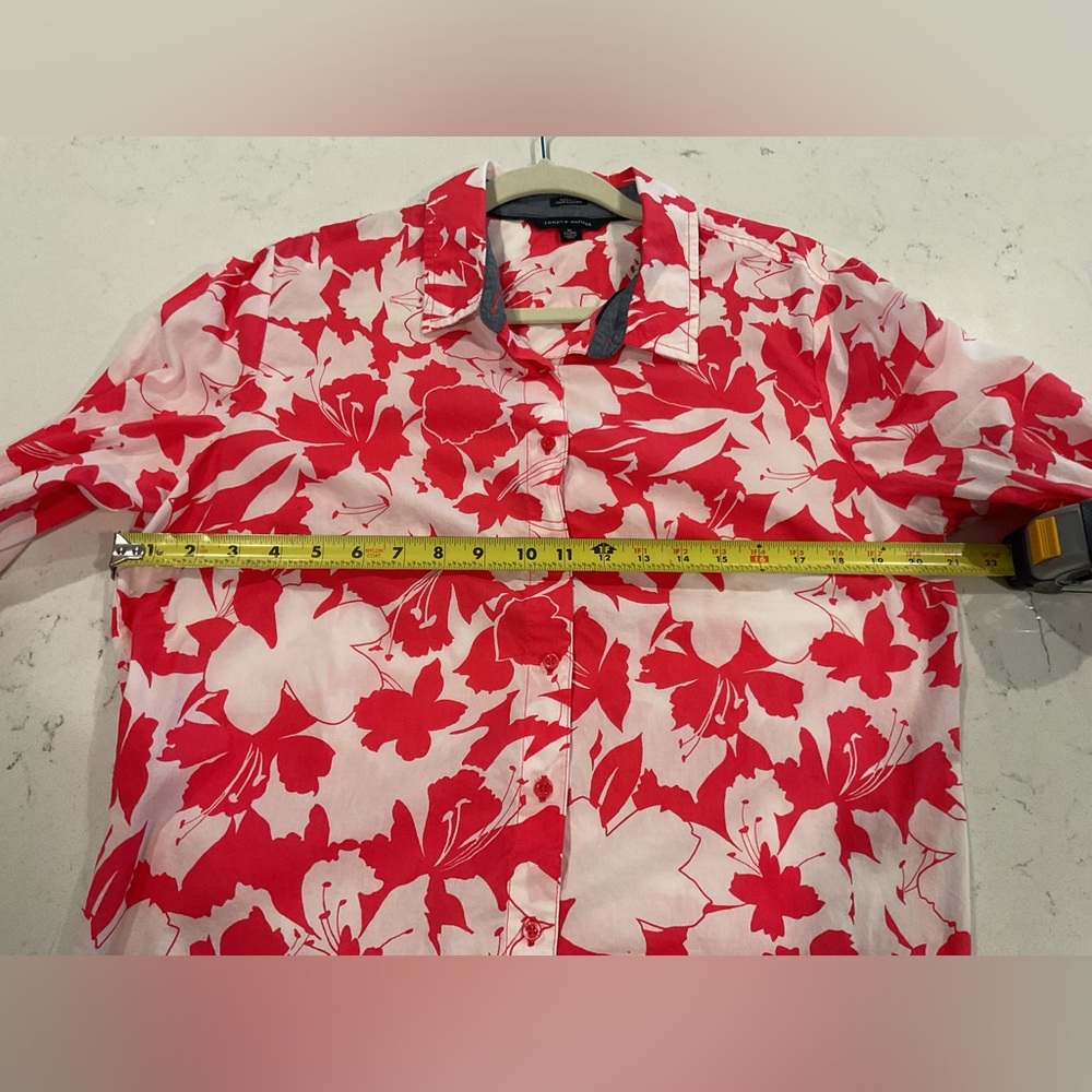 Tommy Hilfiger Bright Pink & White Hawaiian Print Button Blouse Size XL - Picture 10 of 11
